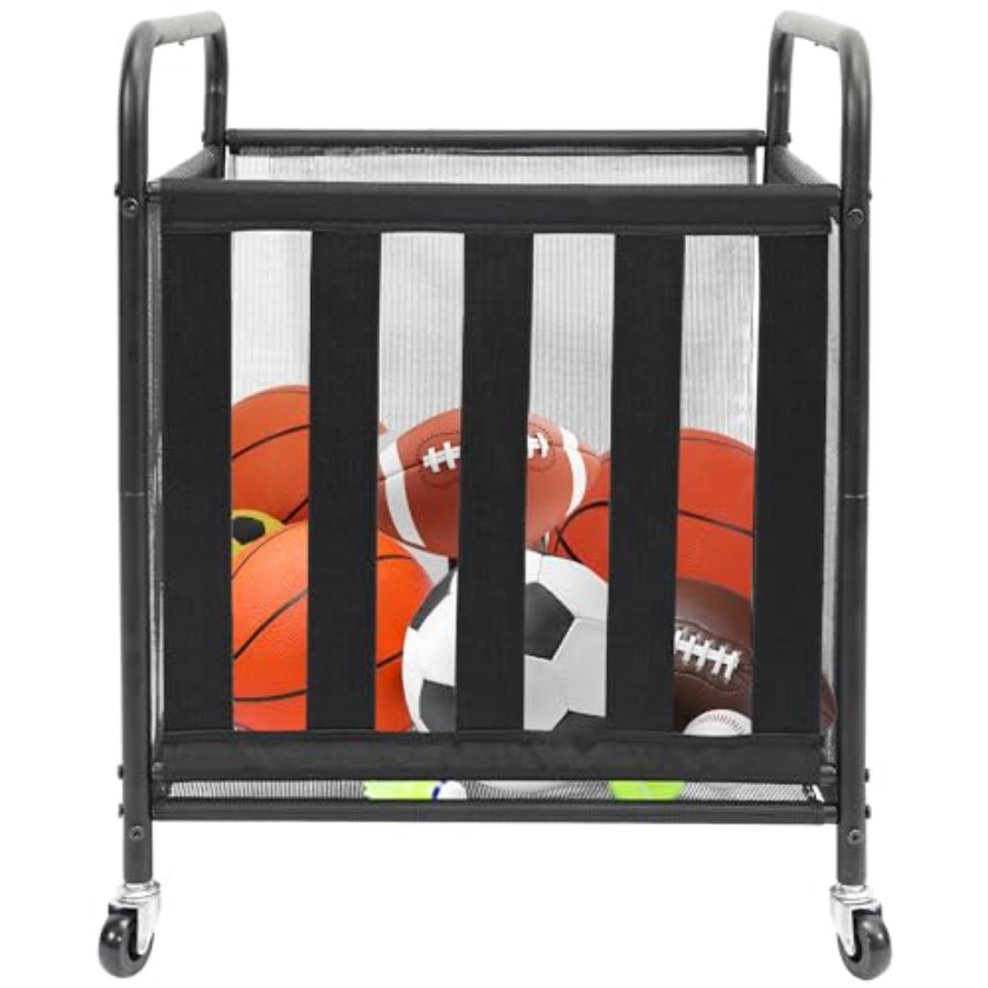 Sports Equipment Cart - Rolling Sports Ball Storage Cart Lockable
