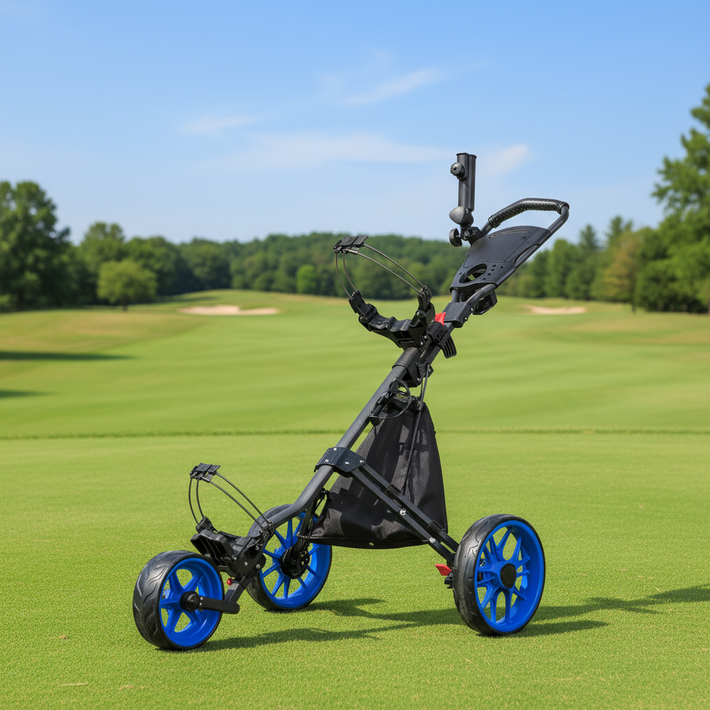 Sports Equipment Trolley - 2026 Three-Wheeled Foldable Alloy Golf Push