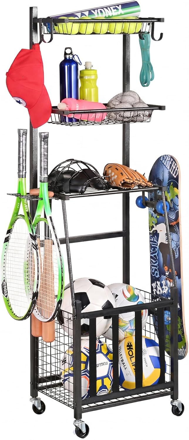 Sports Equipment For Training - Sports Equipment Storage Rack with Basket