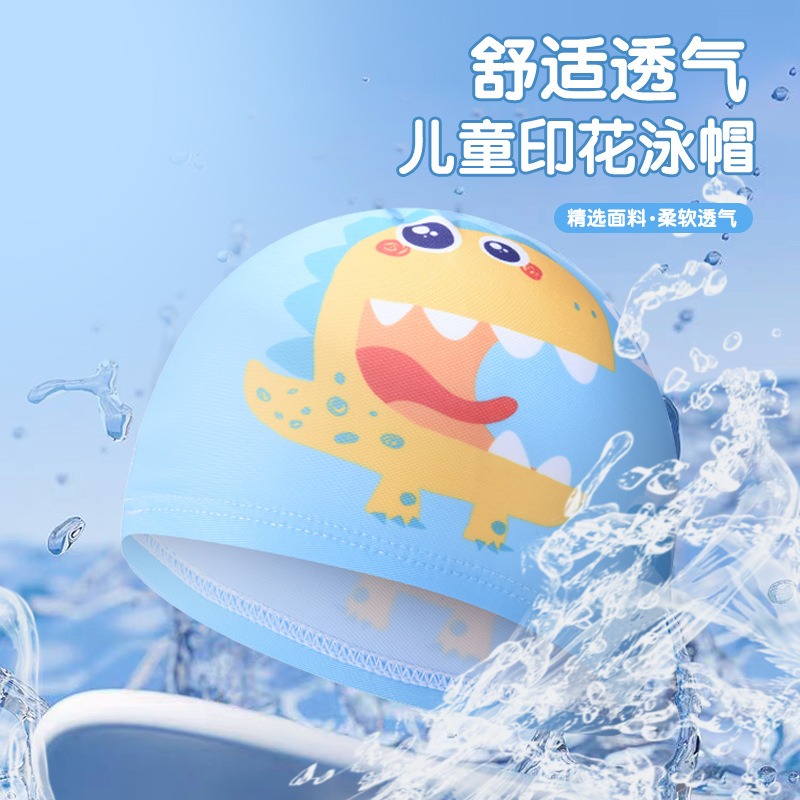 Cute Dinosaur Print Kids Swim  - Swim Cap Silicone avaliação e preço