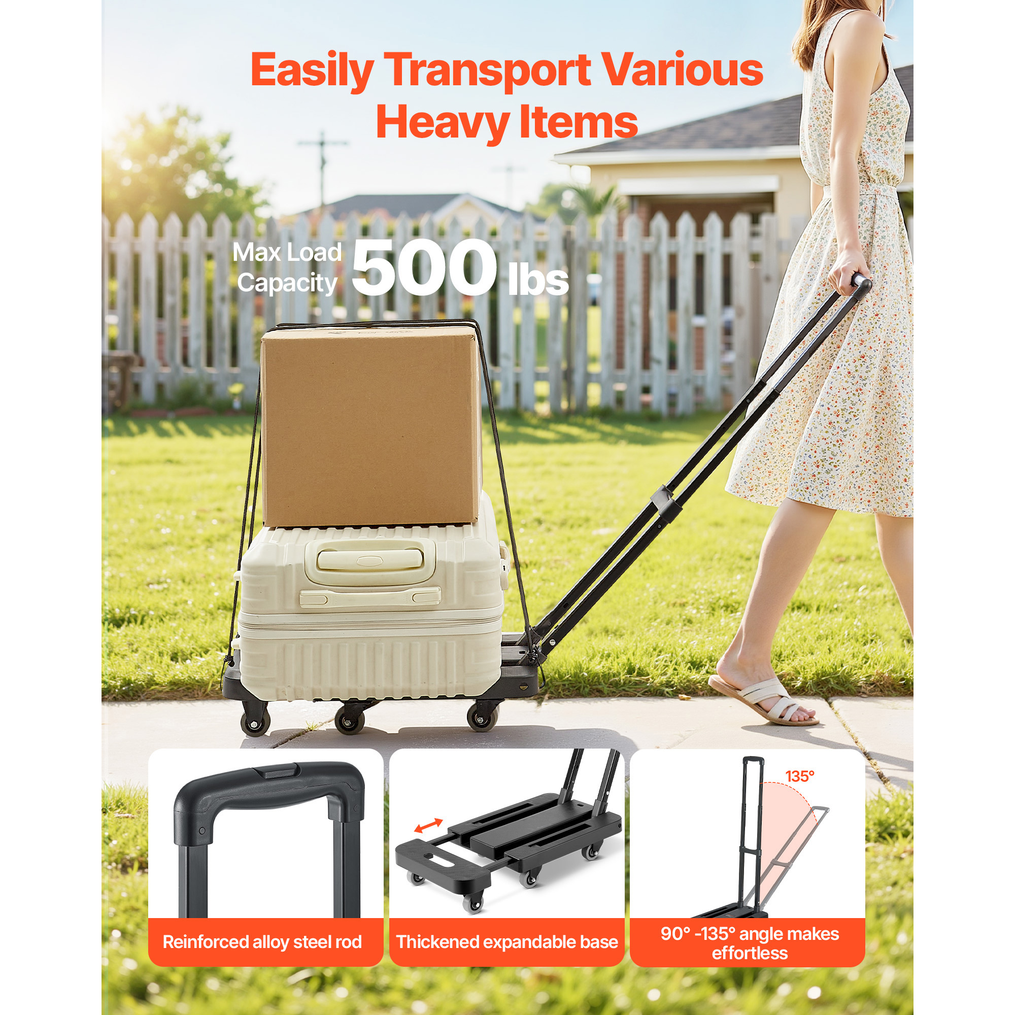 SucceBuy 500LBS Folding Hand T - Sports Equipment Trolley avaliação e preço