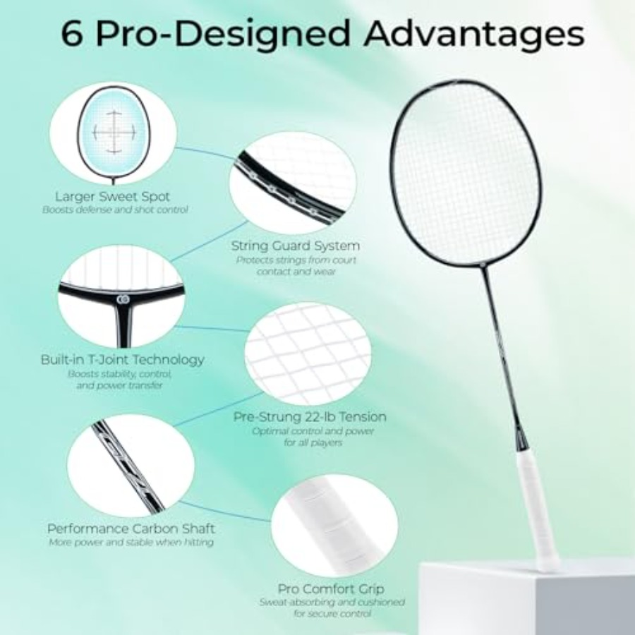 Badminton racket set for recre - Badminton Racket Carbon avaliação e preço