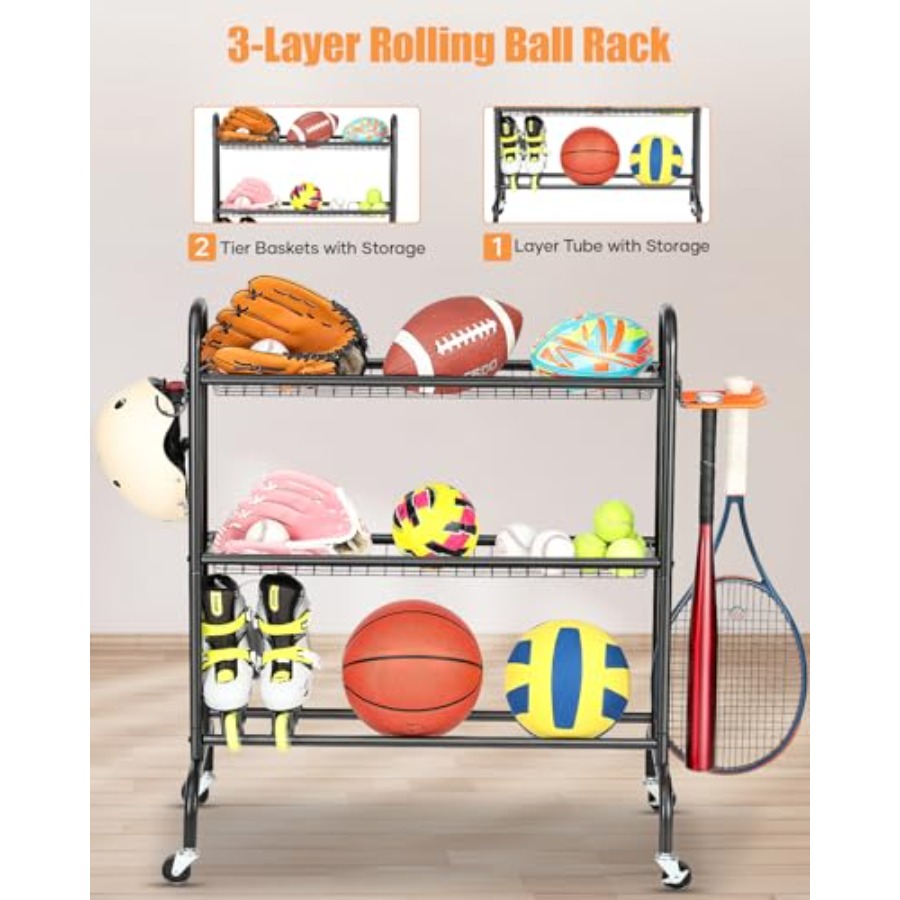 Basketball Rack Rolling Basket - Sports Equipment Basketball avaliação e preço
