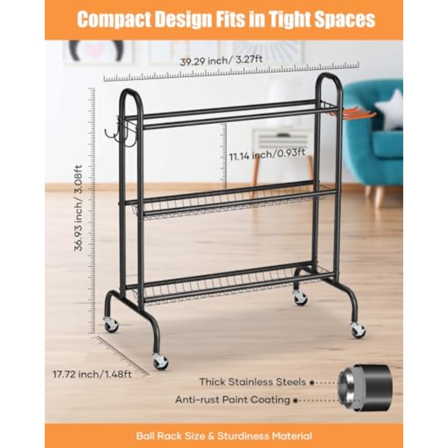 Basketball Rack Rolling Basket - Sports Equipment Basketball avaliação e preço