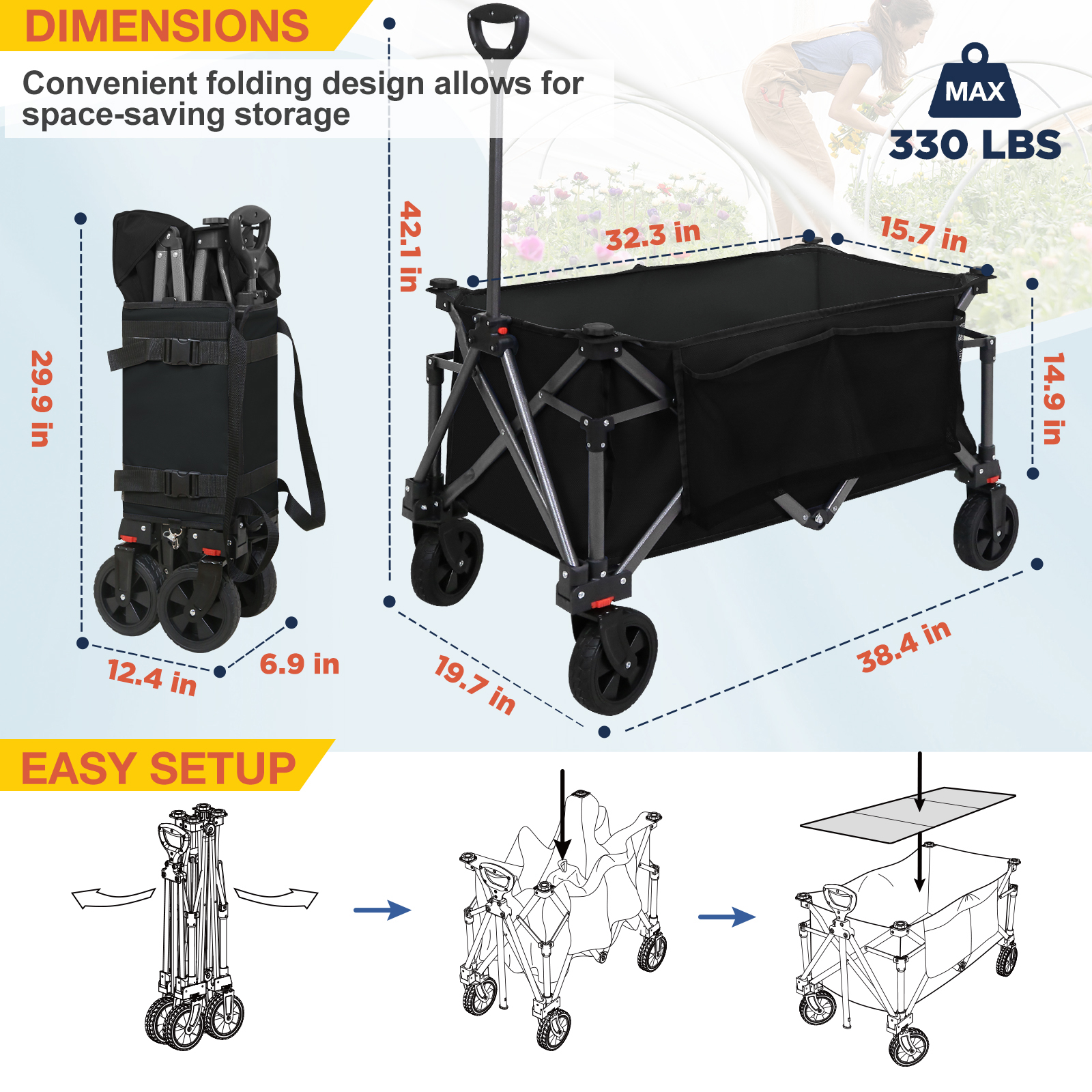 Heavy-Duty Folding Collapsible - Sports Equipment Trolley avaliação e preço