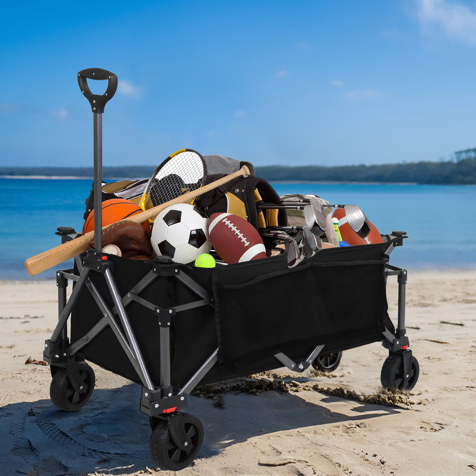 Heavy-Duty Folding Collapsible - Sports Equipment Trolley avaliação e preço