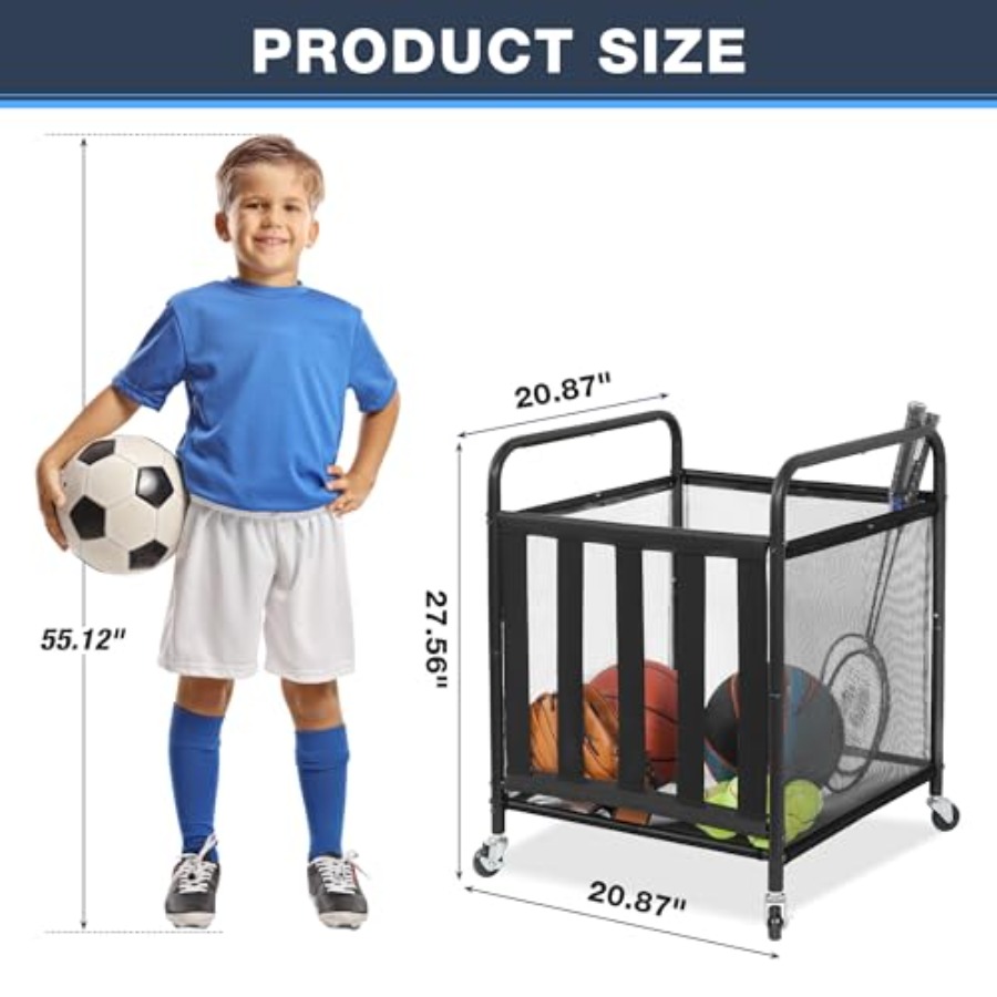 Rolling Sports Ball Storage Ca - Sports Equipment Cart avaliação e preço