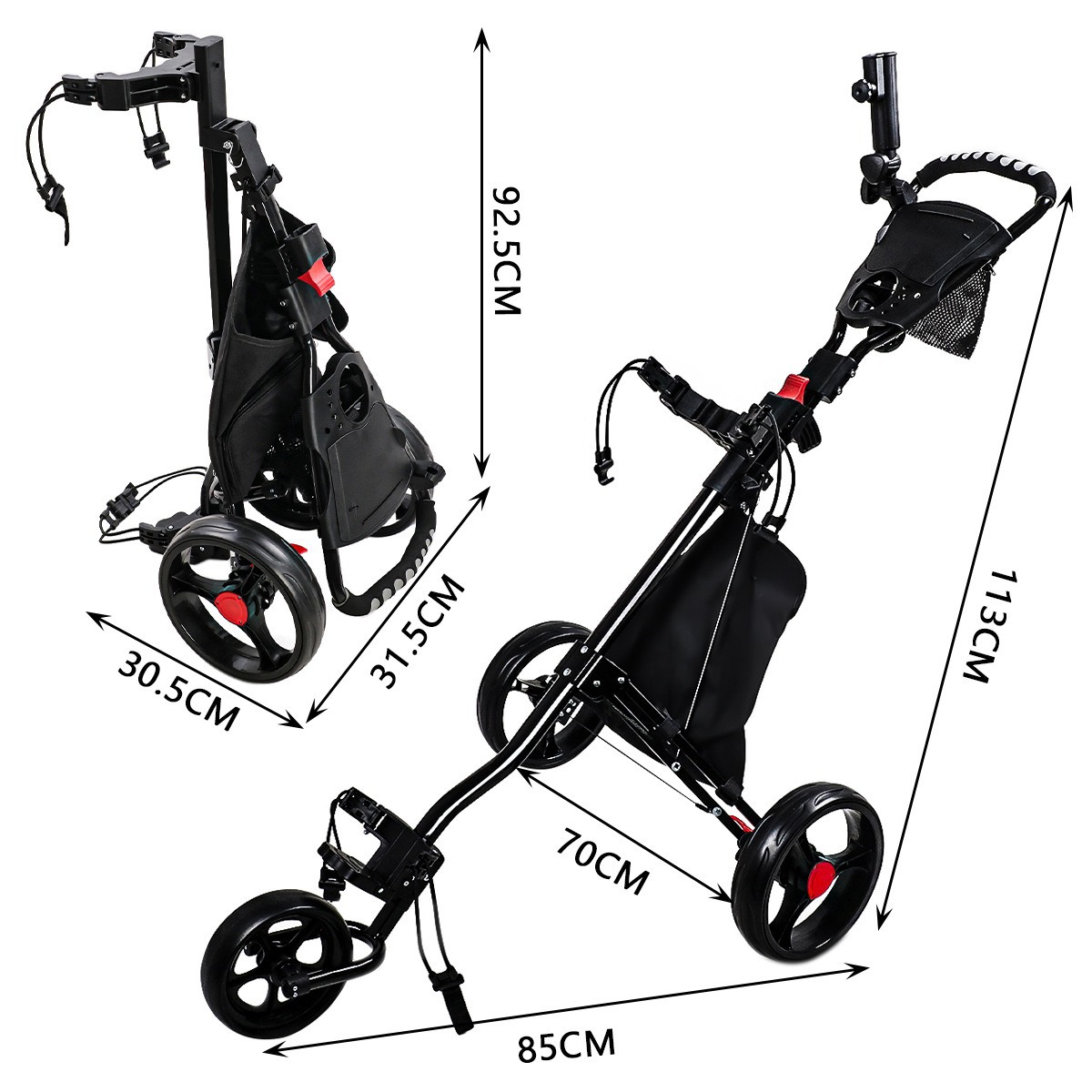 2026 Three-Wheeled Foldable Al - Sports Equipment Trolley avaliação e preço