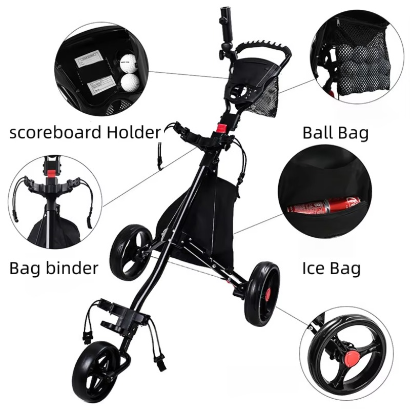 2026 Three-Wheeled Foldable Al - Sports Equipment Trolley avaliação e preço
