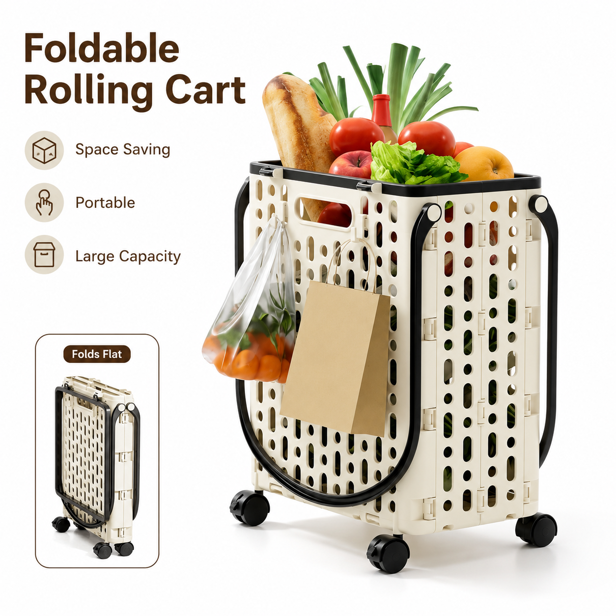 Foldable Utility Cart with Whe - Sports Equipment Trolley avaliação e preço